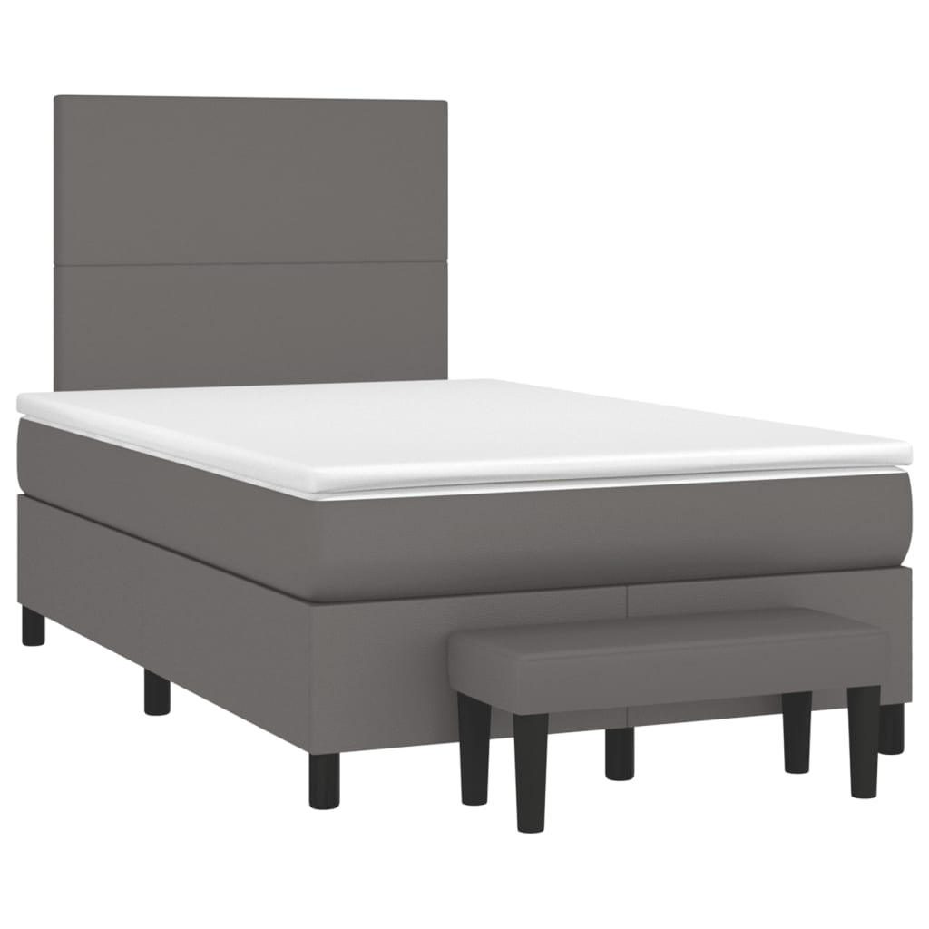 Box Spring Postel S Matrací Šedá Umělá Kůže Šedá