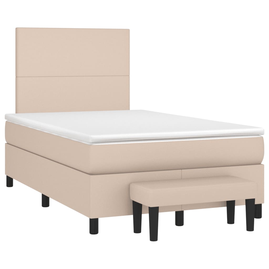 Box Spring Postel S Matrací Umělá Kůže Cappuccino