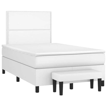 Box Spring Postel S Matrací Umělá Kůže Bílá