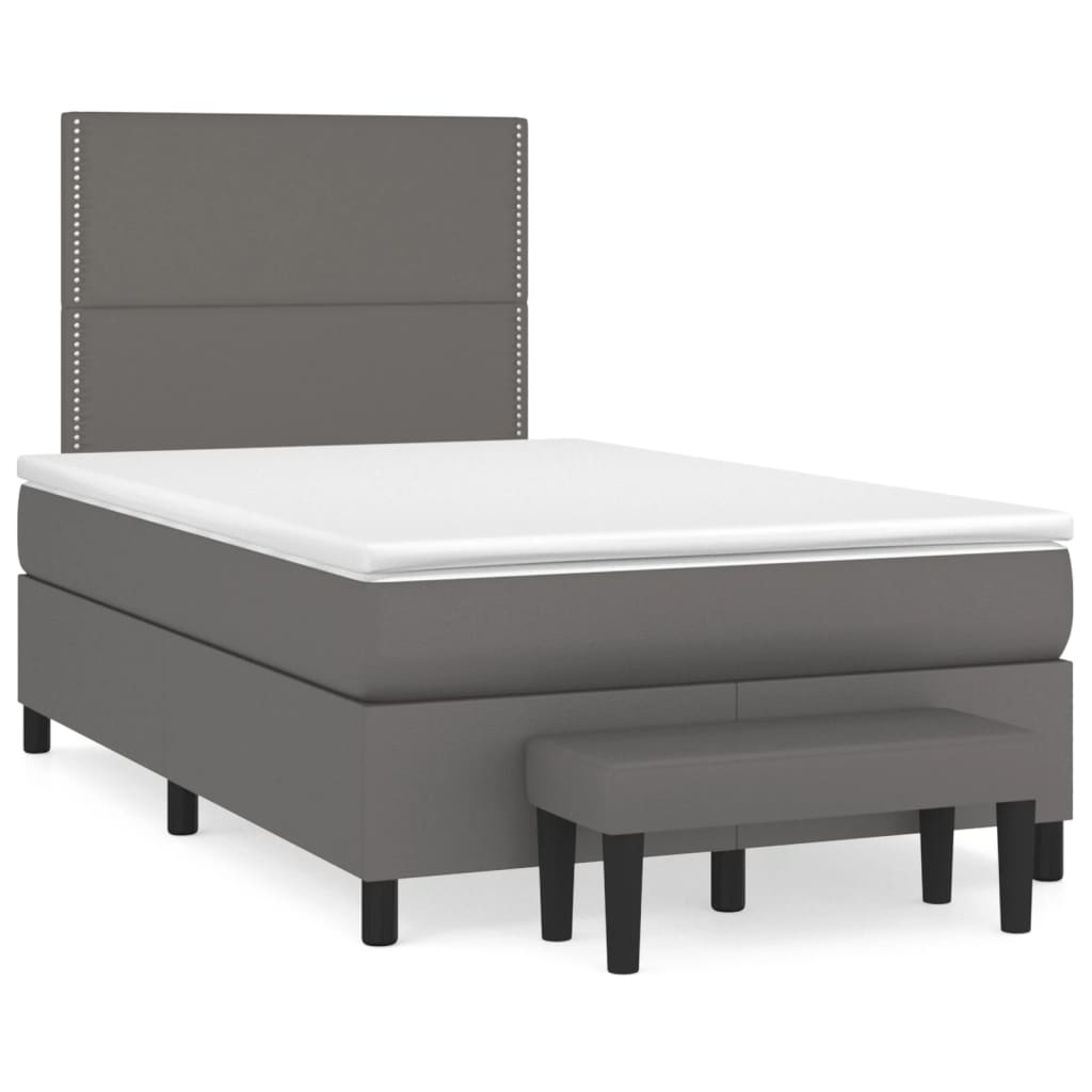 Box Spring Postel S Matrací Šedá Umělá Kůže Šedá