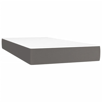 Box Spring Postel S Matrací Šedá Umělá Kůže Šedá