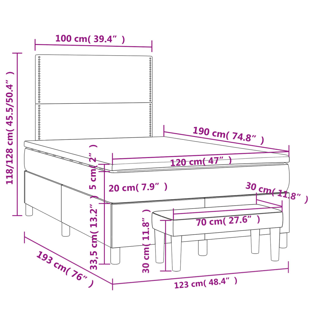 Box Spring Postel S Matrací Šedá Umělá Kůže Šedá