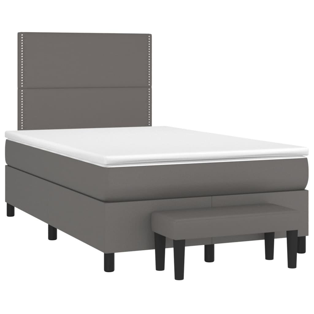 Box Spring Postel S Matrací Šedá Umělá Kůže Šedá