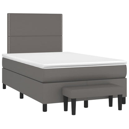 Box Spring Postel S Matrací Šedá Umělá Kůže Šedá