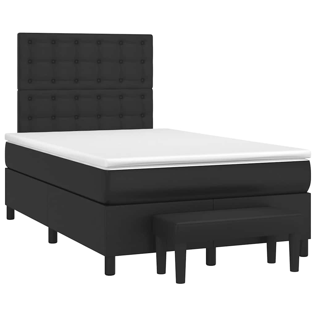 Box Spring Postel S Matrací Černá Umělá Kůže Černá