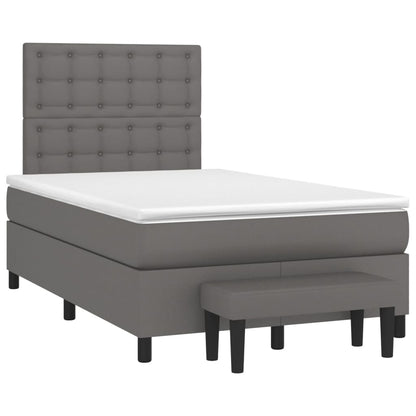 Box Spring Postel S Matrací Šedá Umělá Kůže Šedá
