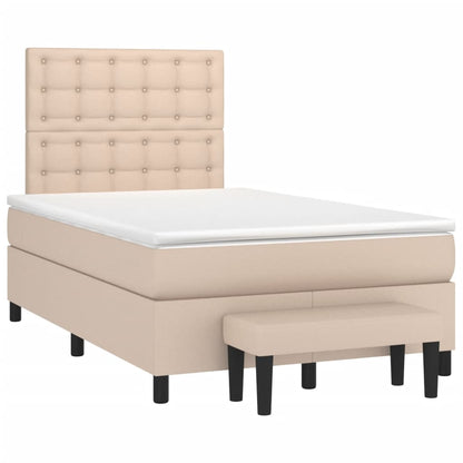 Box Spring Postel S Matrací Umělá Kůže Cappuccino