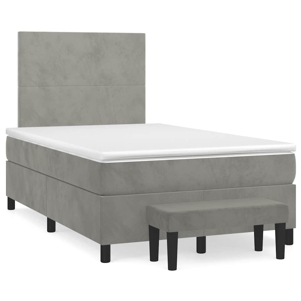 Box Spring Postel S Matrací Samet Světle Šedá