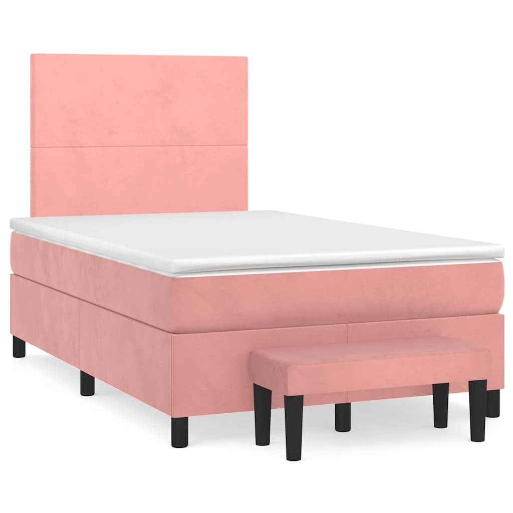 Box Spring Postel S Matrací Samet Růžová