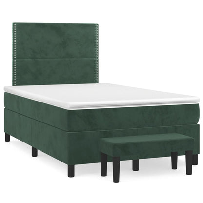 Box Spring Postel S Matrací Samet Tmavě Zelená