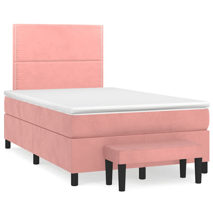Box Spring Postel S Matrací Samet Růžová