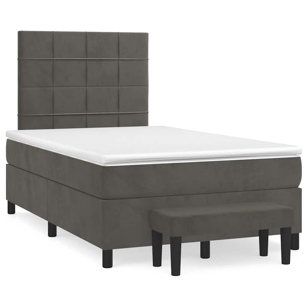 Box Spring Postel S Matrací Samet Tmavě Šedá