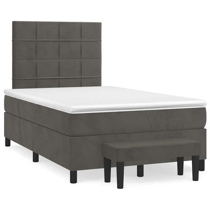 Box Spring Postel S Matrací Samet Tmavě Šedá