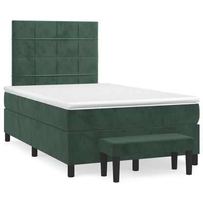 Box Spring Postel S Matrací Samet Tmavě Zelená
