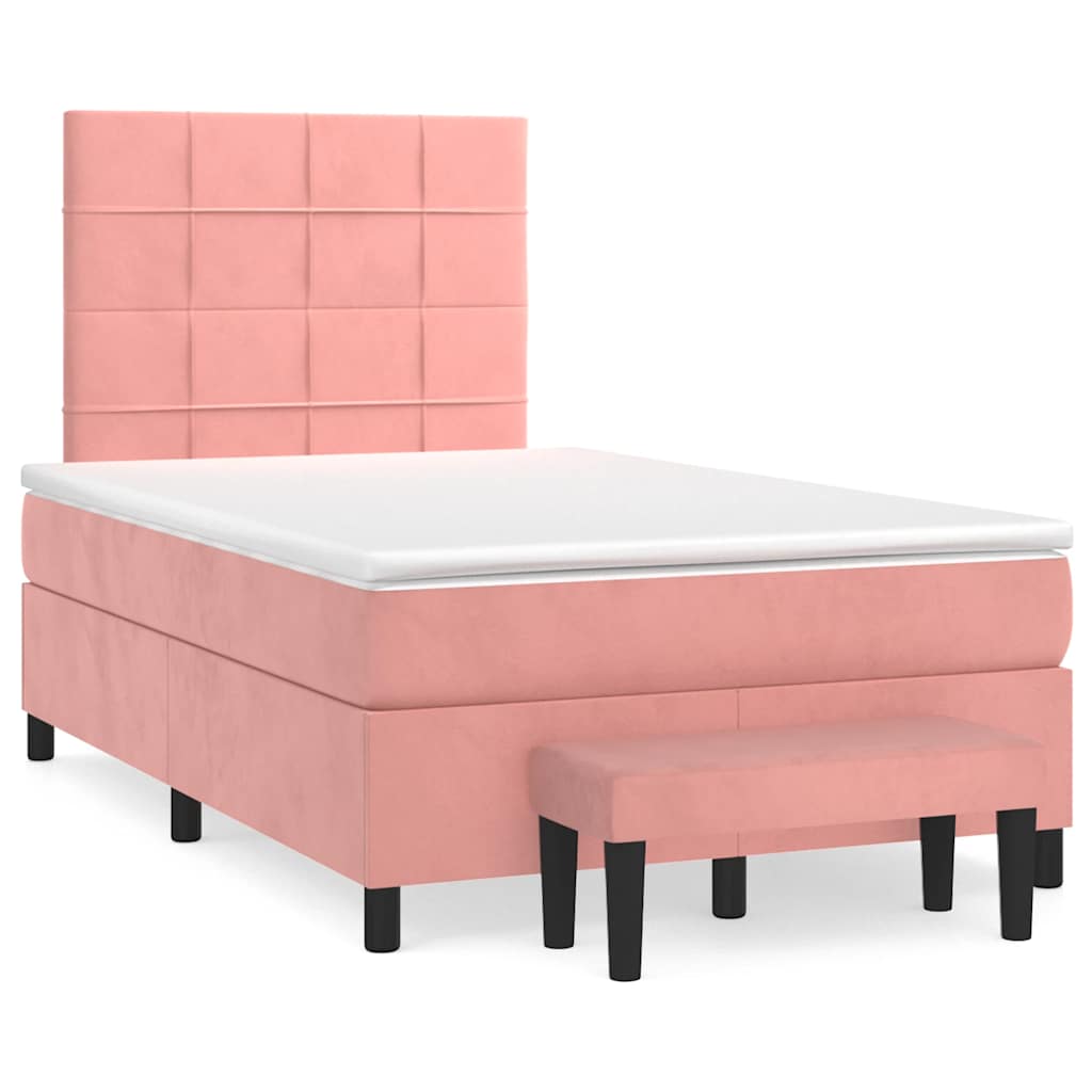 Box Spring Postel S Matrací Samet Růžová