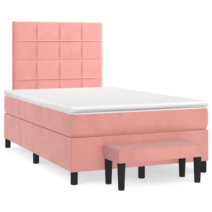 Box Spring Postel S Matrací Samet Růžová