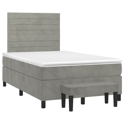 Box Spring Postel S Matrací Samet Světle Šedá