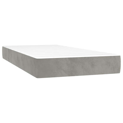 Box Spring Postel S Matrací Samet Světle Šedá