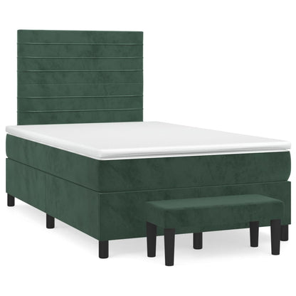 Box Spring Postel S Matrací Samet Tmavě Zelená