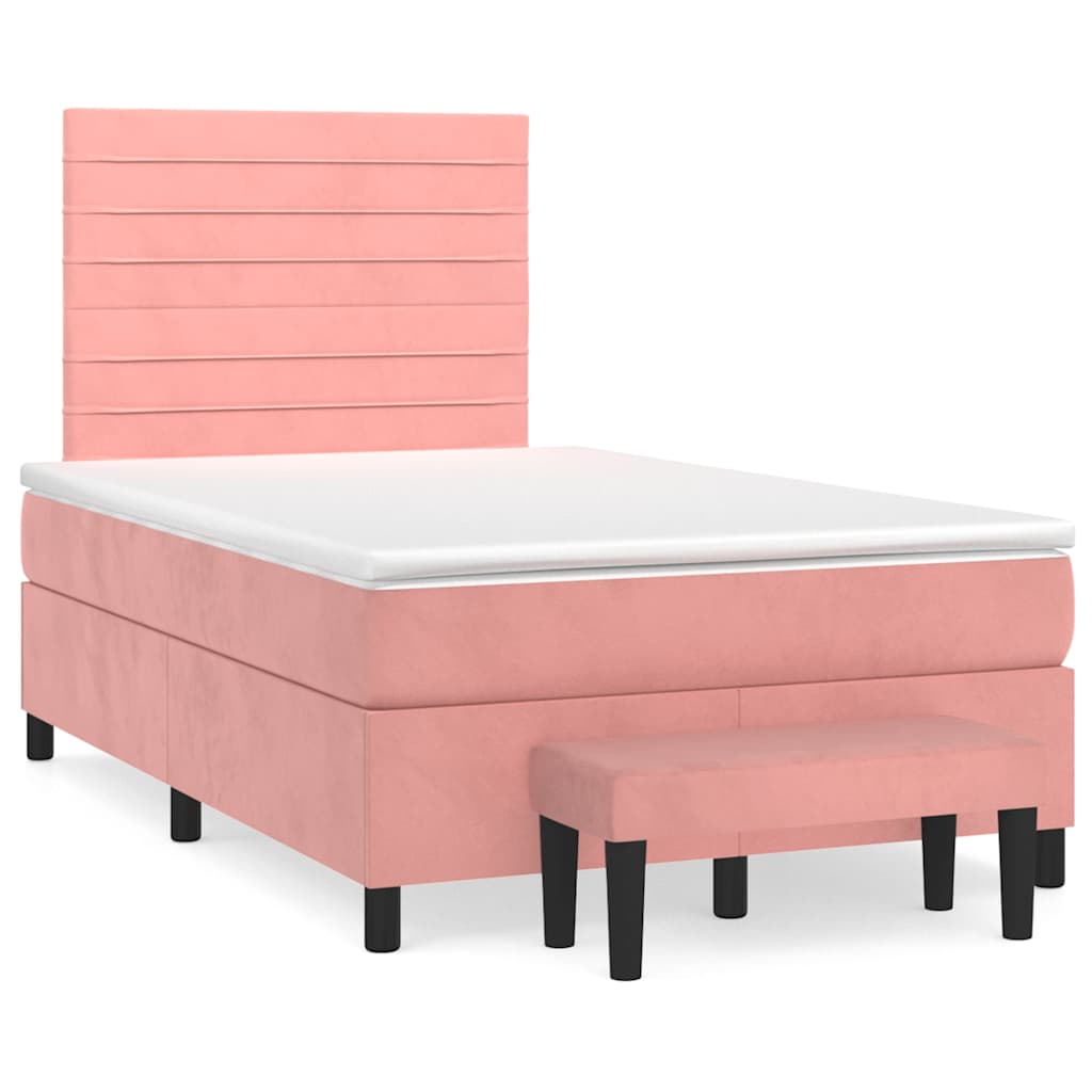 Box Spring Postel S Matrací Samet Růžová