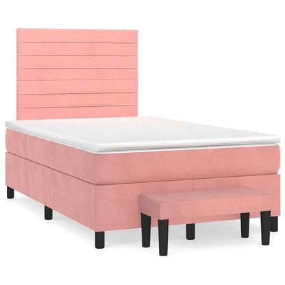 Box Spring Postel S Matrací Samet Růžová