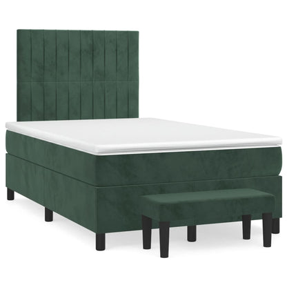 Box Spring Postel S Matrací Samet Tmavě Zelená