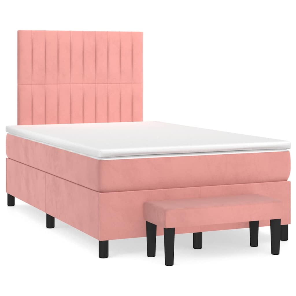 Box Spring Postel S Matrací Samet Růžová