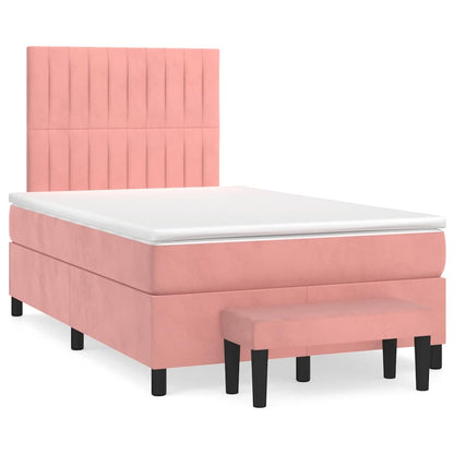 Box Spring Postel S Matrací Samet Růžová