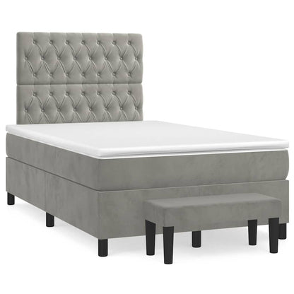 Box Spring Postel S Matrací Samet Světle Šedá