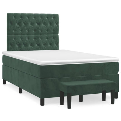 Box Spring Postel S Matrací Samet Tmavě Zelená
