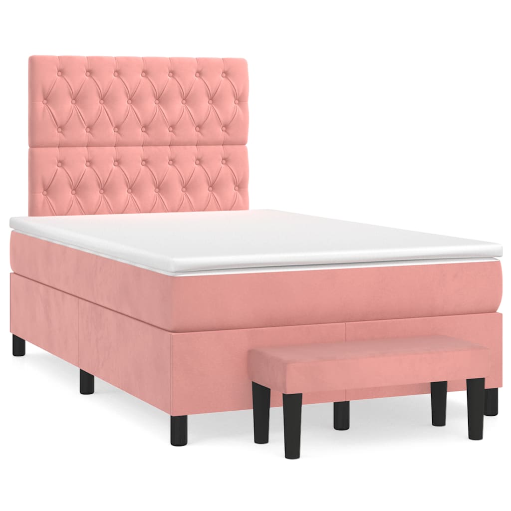Box Spring Postel S Matrací Samet Růžová