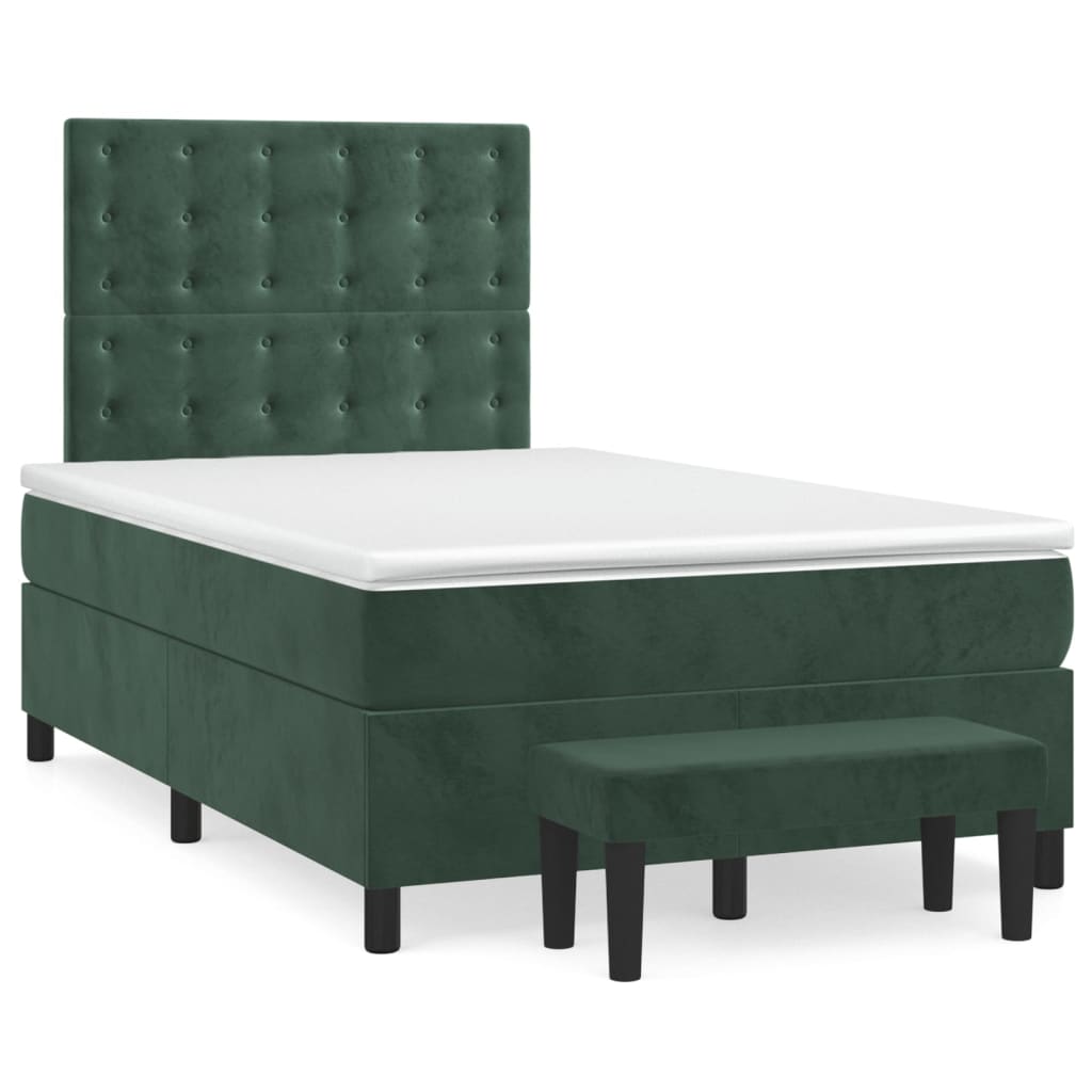 Box Spring Postel S Matrací Samet Tmavě Zelená