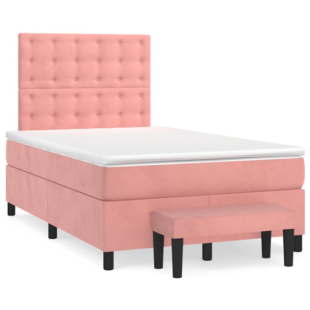 Box Spring Postel S Matrací Samet Růžová