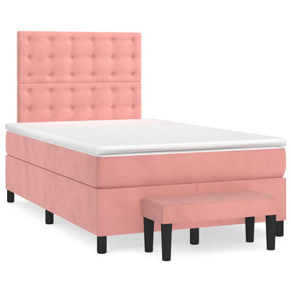 Box Spring Postel S Matrací Samet Růžová