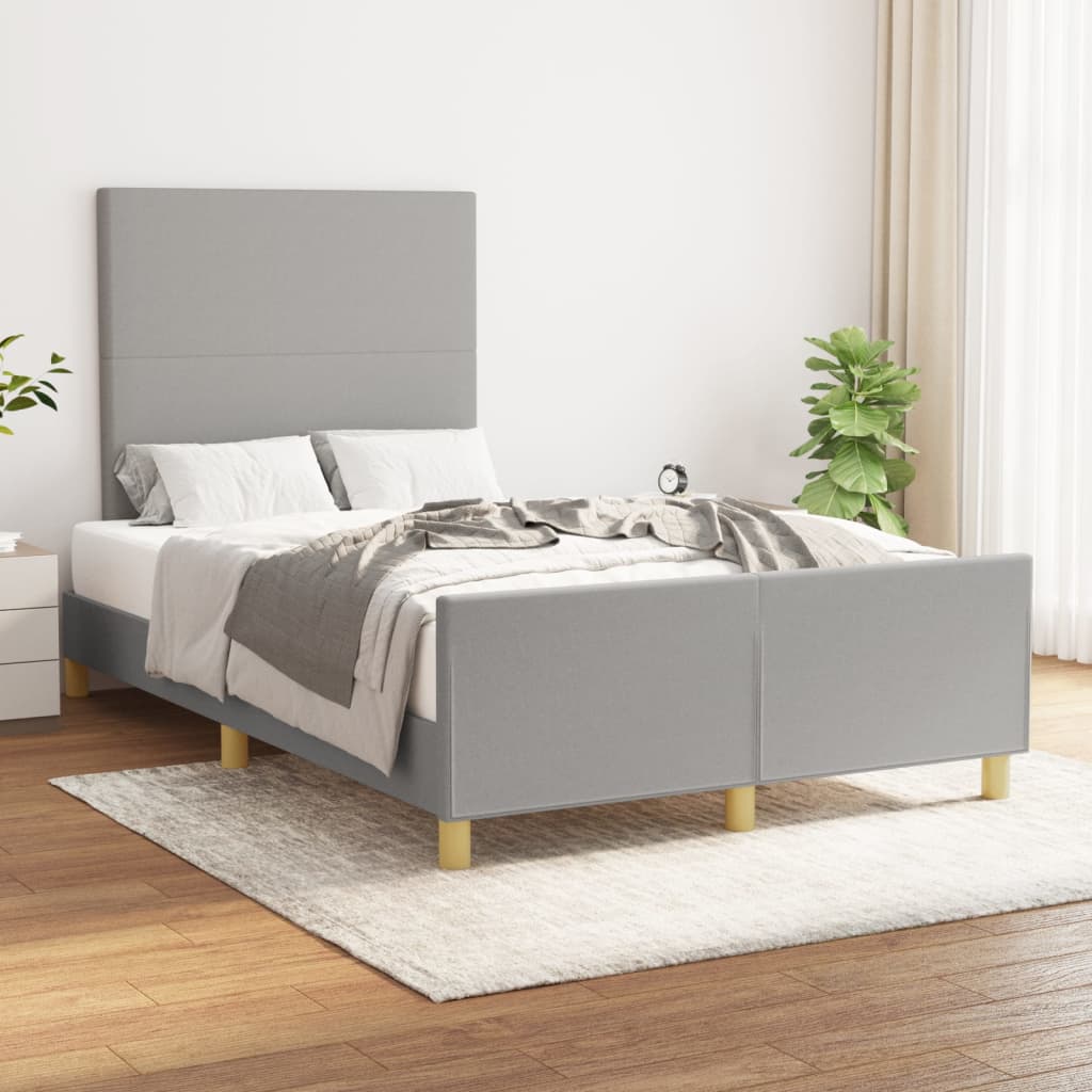 Rám Postele Bez Matrace Světle Šedý Textil Světle Šedá
