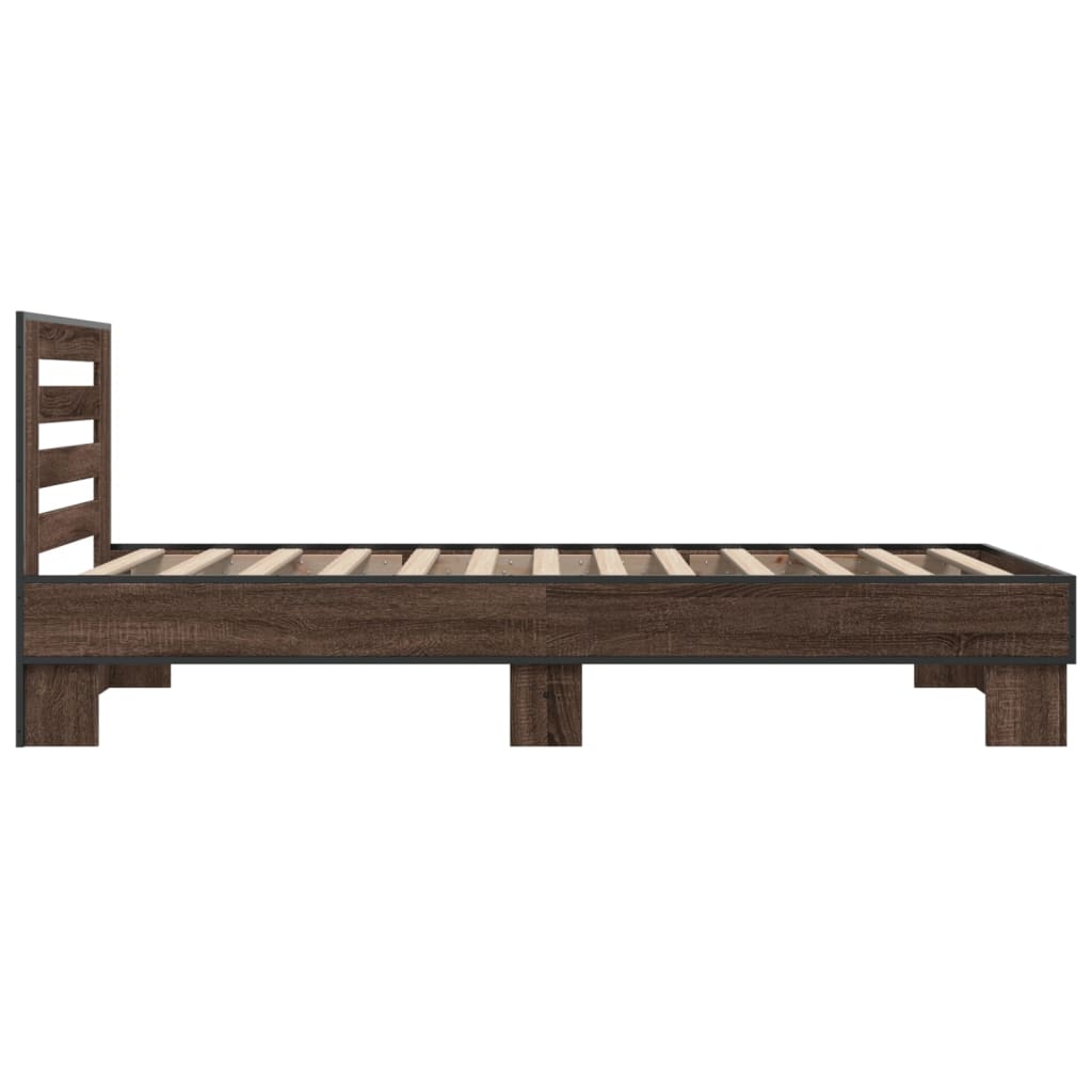 Rám Postele Hnědý Dub 100 X 200 Cm Kompozitní Dřevo A Kov