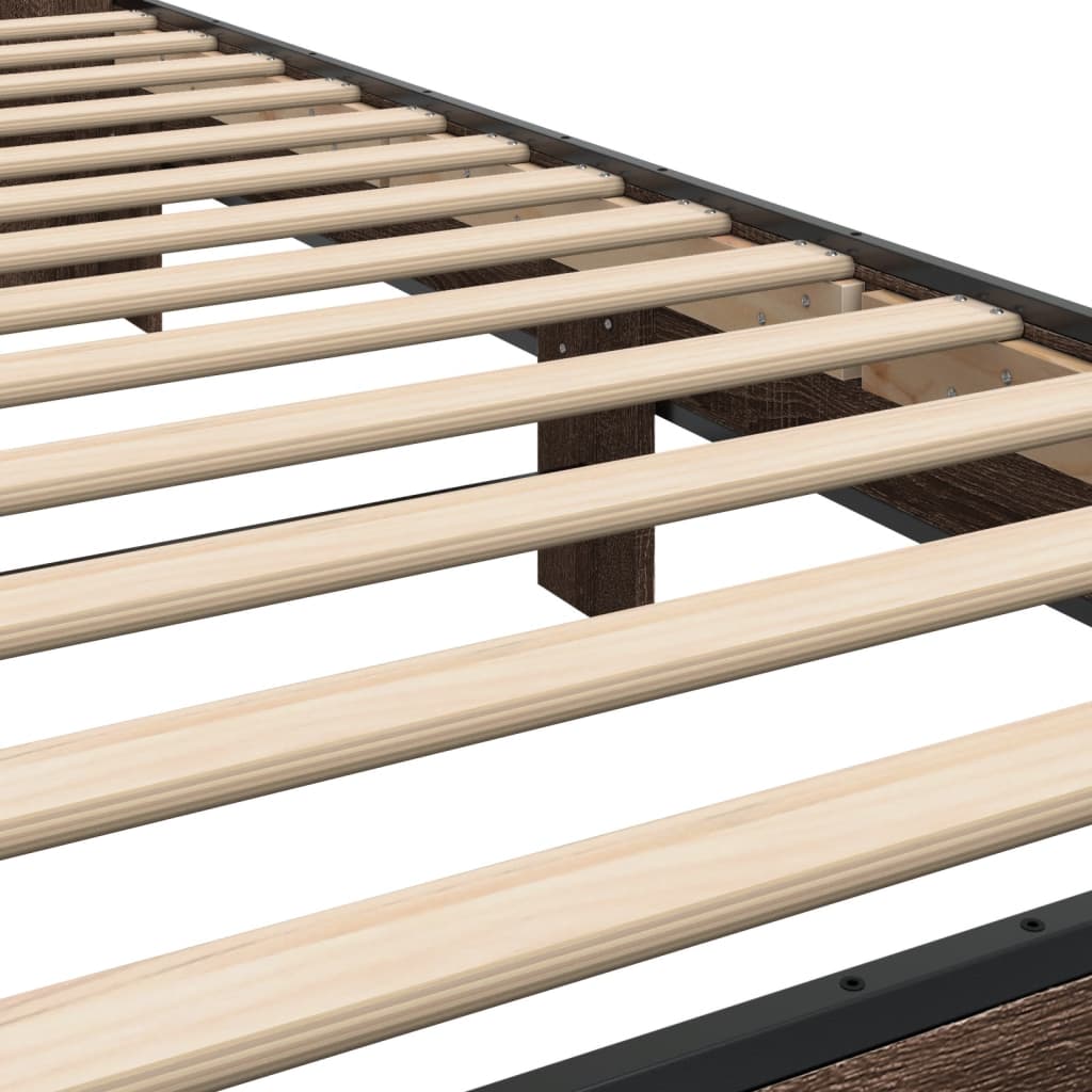 Rám Postele Hnědý Dub 100 X 200 Cm Kompozitní Dřevo A Kov