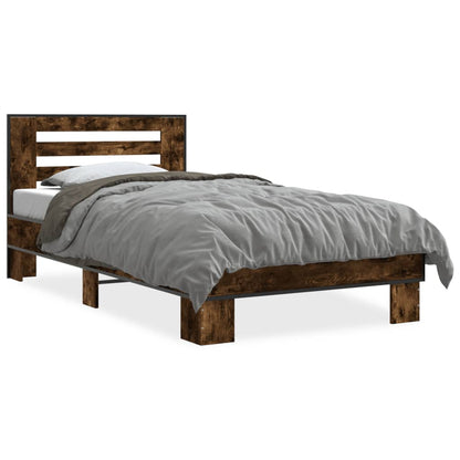 Rám Postele Kouřový Dub 90 X 190 Cm Kompozitní Dřevo A Kov
