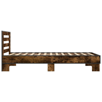 Rám Postele Kouřový Dub 90 X 190 Cm Kompozitní Dřevo A Kov