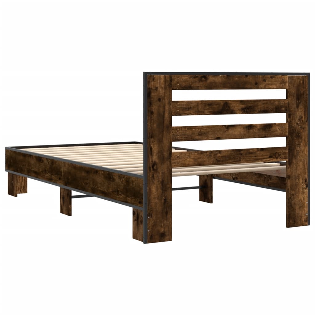 Rám Postele Kouřový Dub 90 X 190 Cm Kompozitní Dřevo A Kov