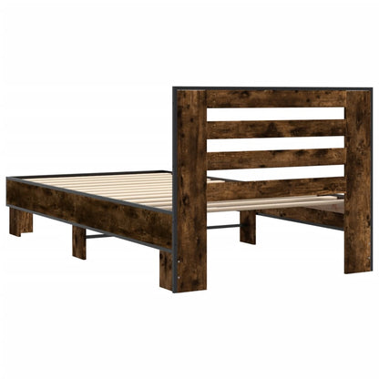 Rám Postele Kouřový Dub 90 X 190 Cm Kompozitní Dřevo A Kov