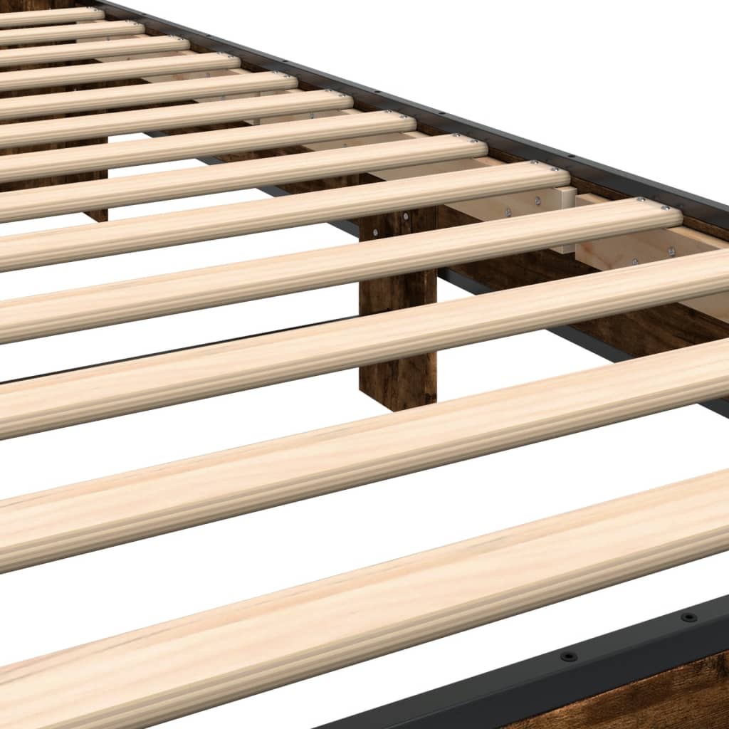 Rám Postele Kouřový Dub 90 X 190 Cm Kompozitní Dřevo A Kov
