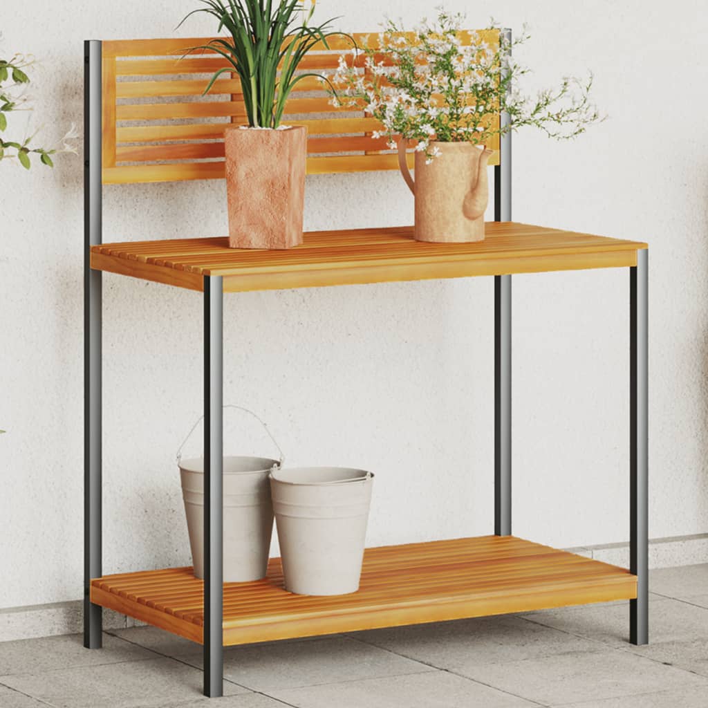 Zahradní Pracovní Stůl 90 X 50 X 110 Cm Masivní Akácie A Ocel