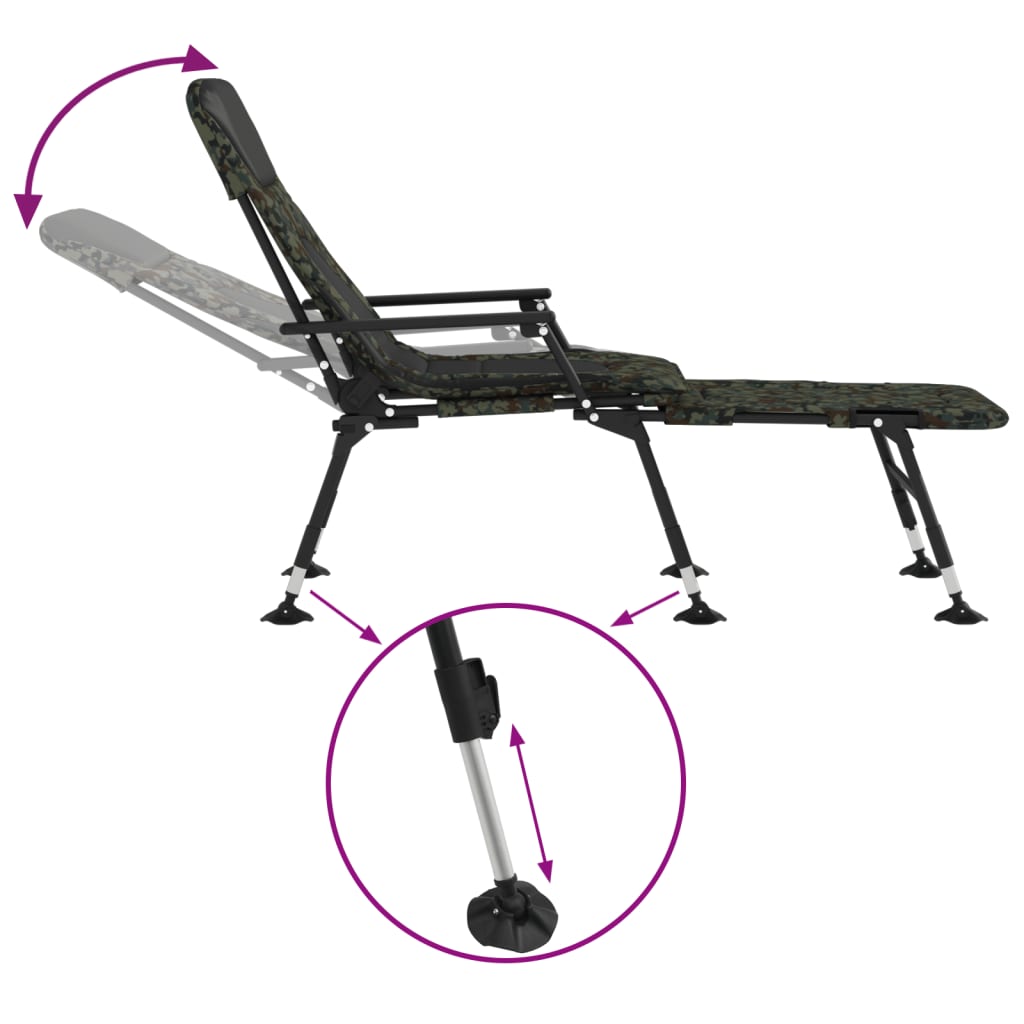 Rybářské Lehátko Nastavitelné Nohy Do Bláta Skládací Maskáčové