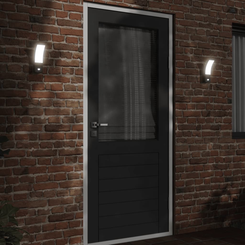 Venkovní Nástěnná Led Svítidla S Čidlem 2 Ks Černá Litý Hliník Černá
