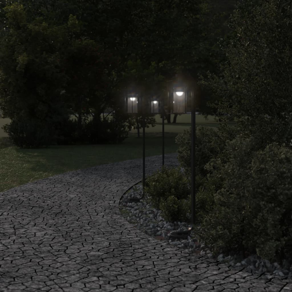 Venkovní Stojací Lampy 3 Ks Černé Nerezová Ocel
