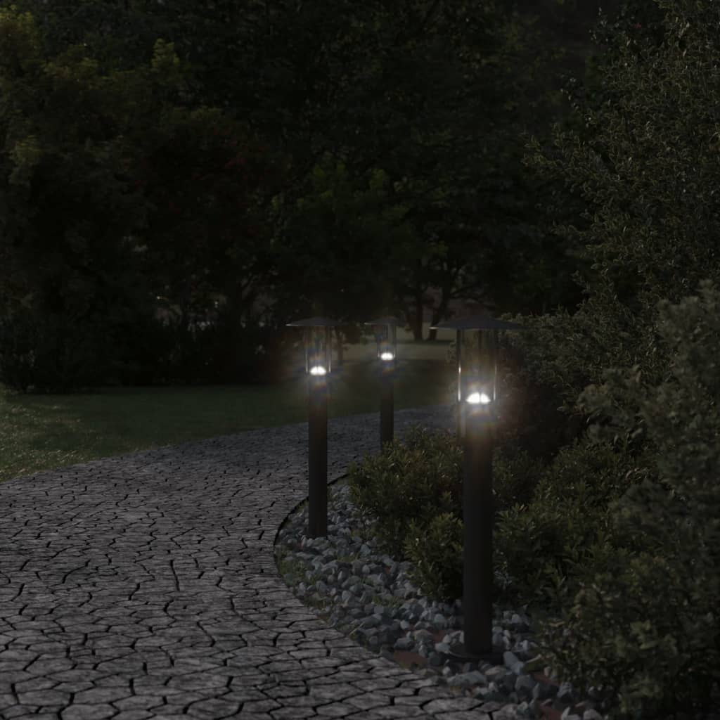 Venkovní Stojací Lampy 3 Ks Černé Nerezová Ocel Černá