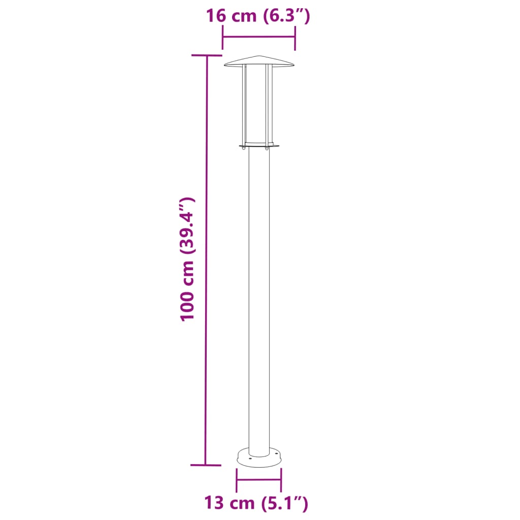 Venkovní Stojací Lampa Černá Nerezová Ocel Černá