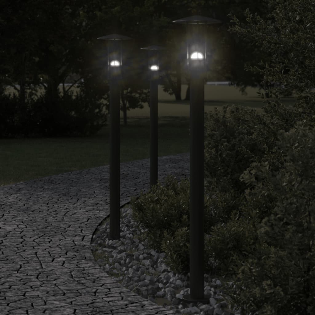 Venkovní Stojací Lampy 3 Ks Černé Nerezová Ocel Černá