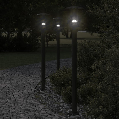 Venkovní Stojací Lampy 3 Ks Černé Nerezová Ocel Černá